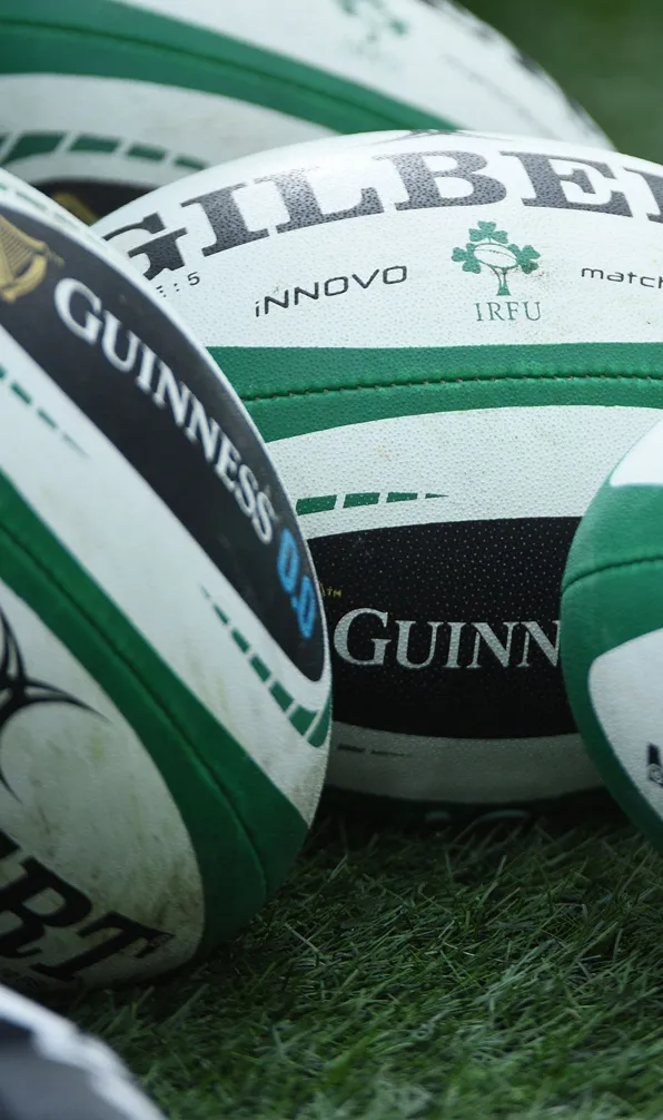 Rugby Balls Gilbert match balls during an Ireland international rugby game