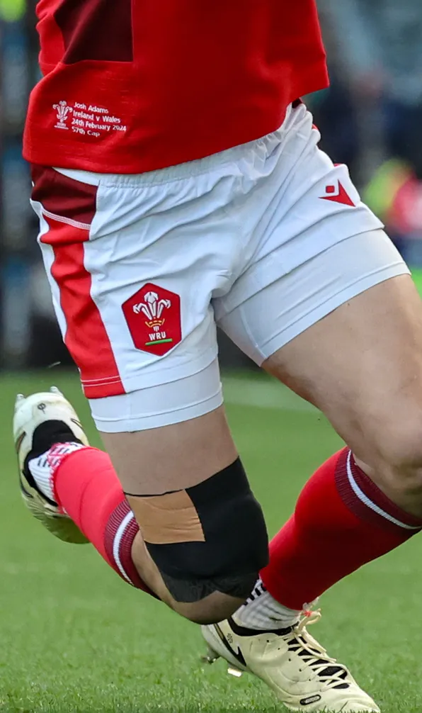 International Shorts Welsh Rugby Union player during the Ireland v Wales game in the 2024 6 Nations