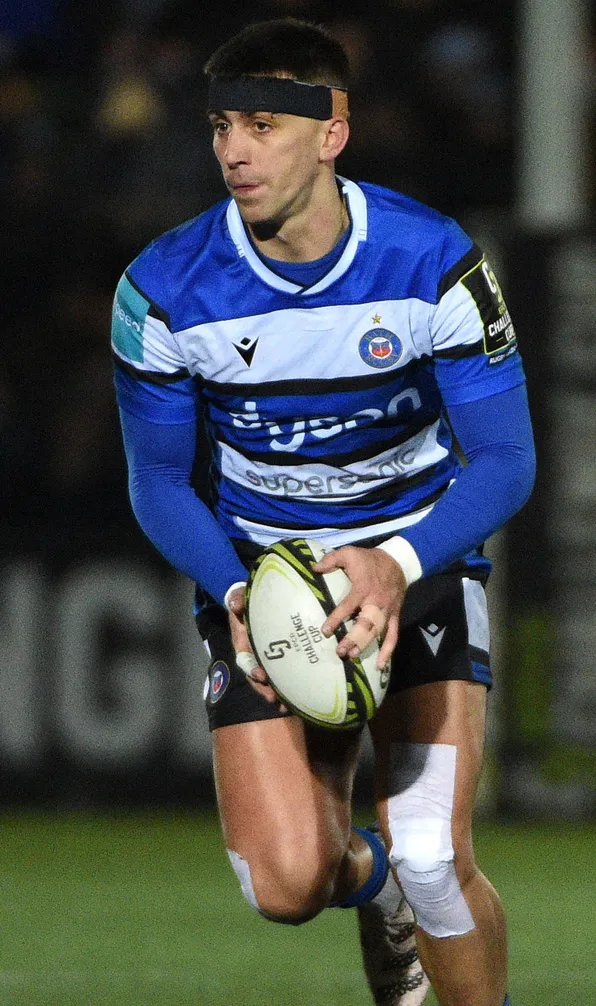 Bath Rugby Bath rugby player running with the ball during the Challenge Cup