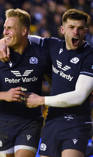 Scotland Rugby Sale Scotland rugby players celebrate during the 2024 6 Nations tournament
