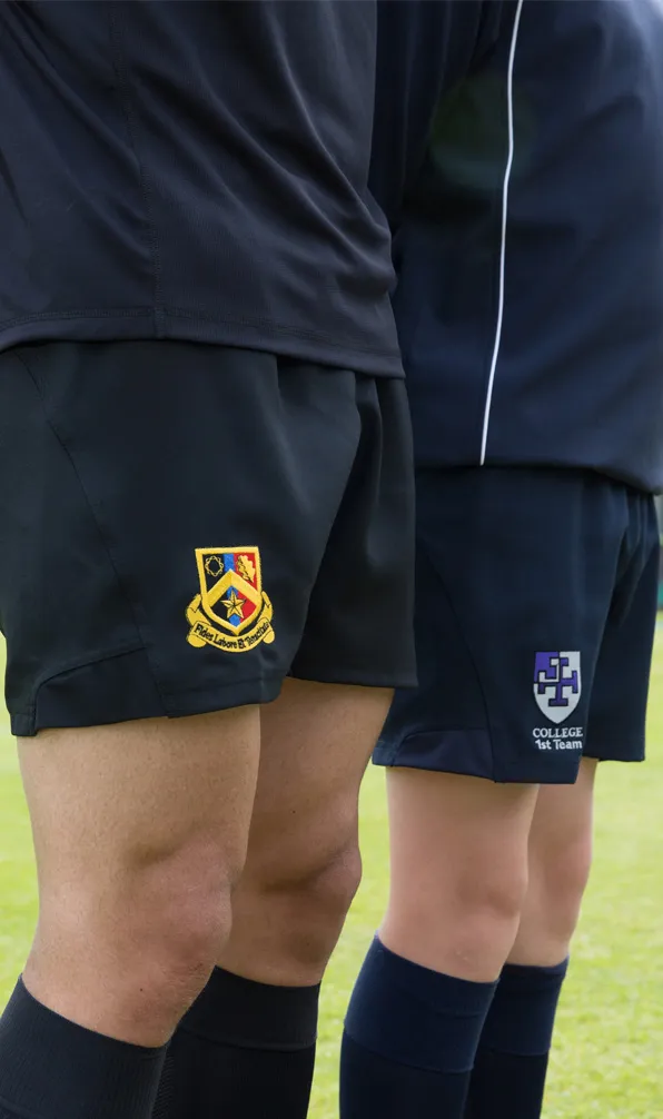 Teamwear Match Shorts Players stand during a training session to show off they're navy rugby shorts embroidered at Rugbystore