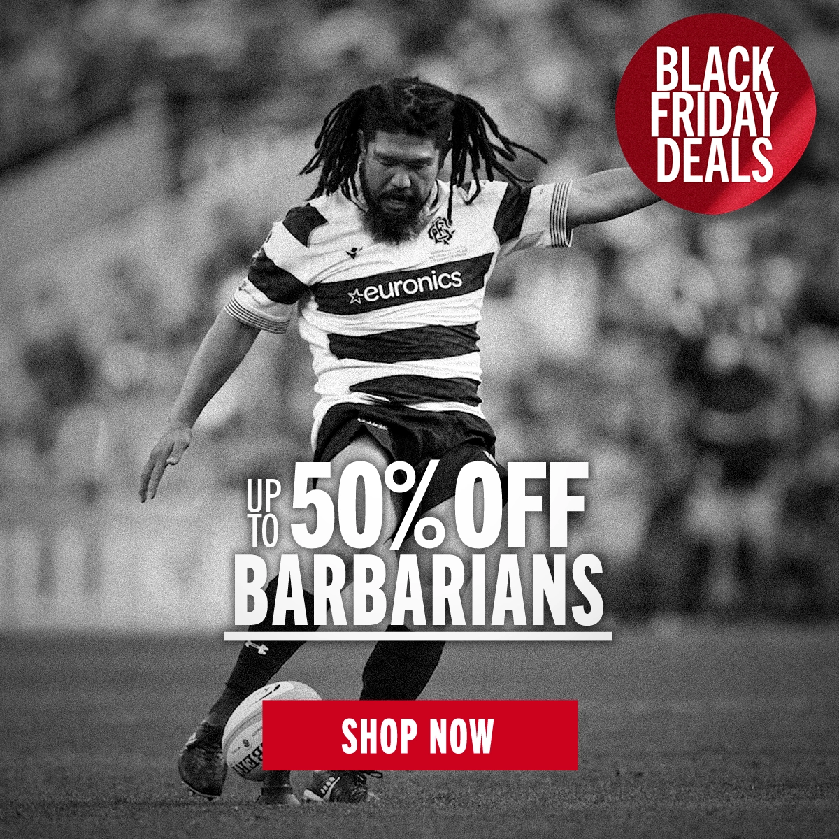 Make the most of the rugby deals this Black Friday in our Barbarians range of clothing