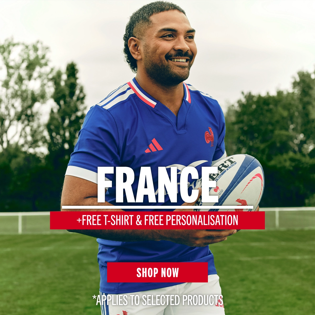 France Free T-Shirt & Free Personalisation at Rugbystore
