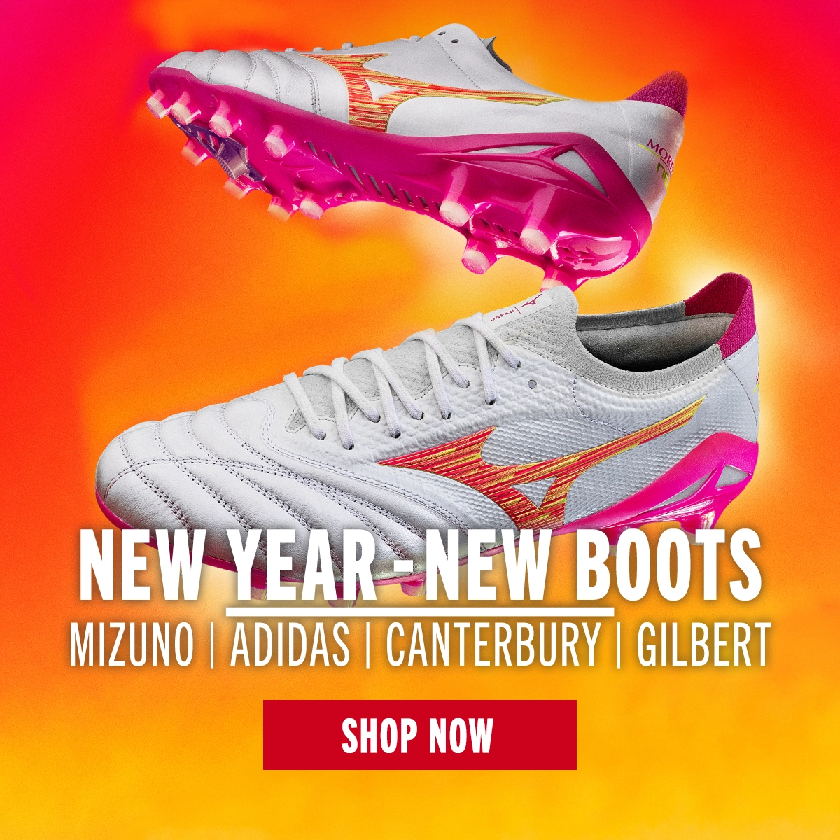 The latest rugby boots including the Mizuno Blazing Flair