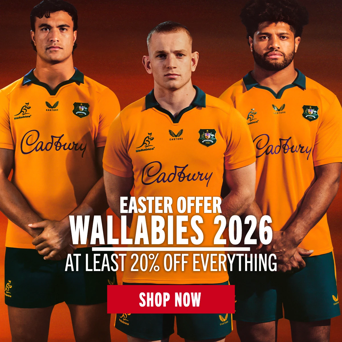 Ship Australia Easter Offers Max Jorgensen leads the way in the 2026 Australia rugby shirt.