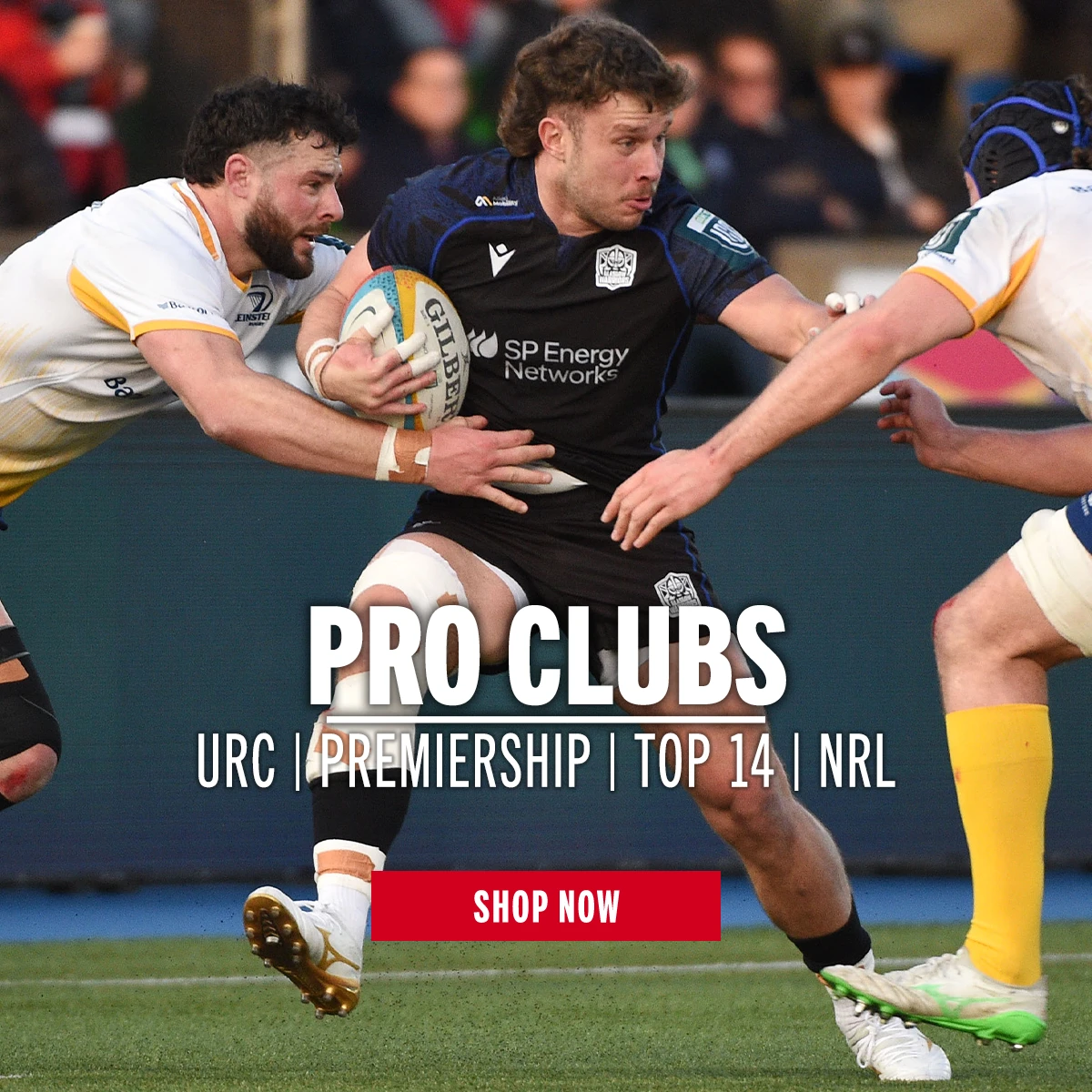 Shop Pro Clubs at Rugbystore Glasgow Warriors' Kyle Rowe looks to break the Leinster line in their home URC home game.