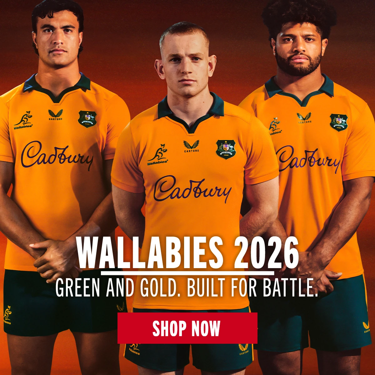 Australia Wallabies 2026 Range Max Jorgensen leads the way in the 2026 Australia rugby shirt.