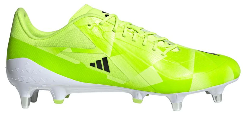 A pair of the adidas Adults Adizero RS15 Ultimate Soft Ground Rugby Boots in yellow