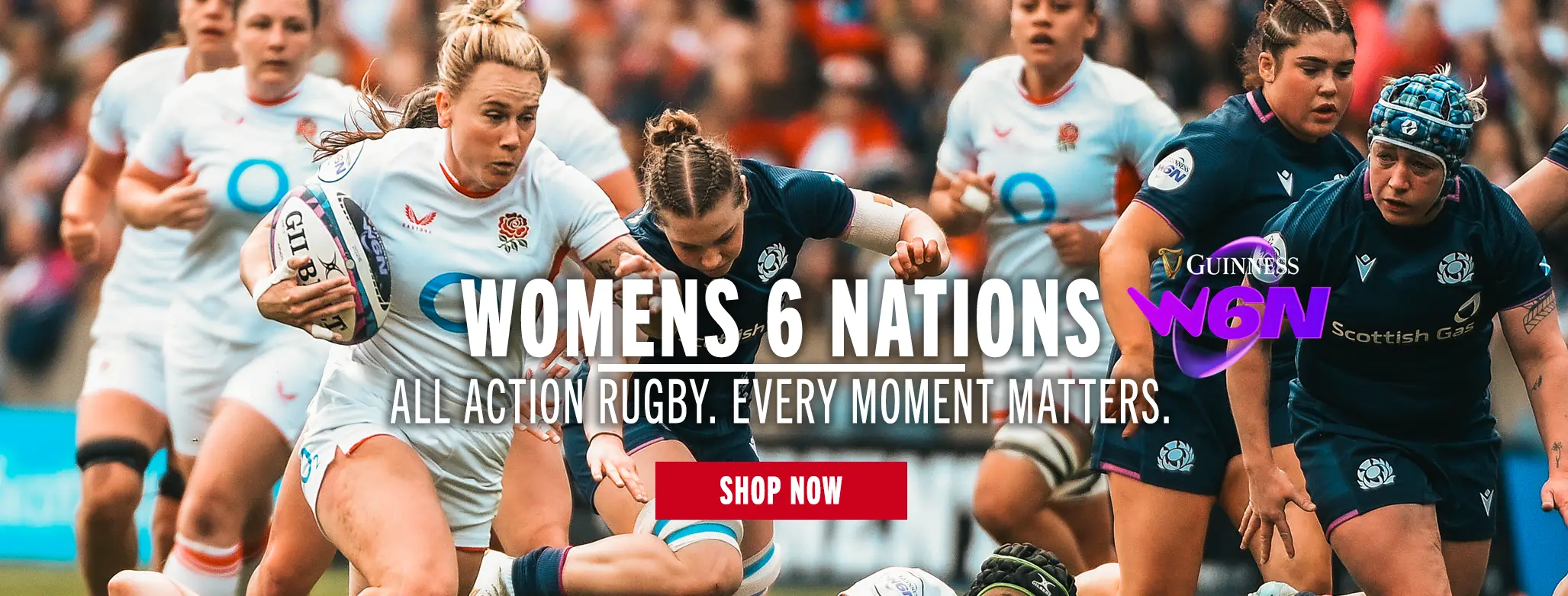 A England Red Rose breaks the line against Scotland in their 2026 Women's 6 Nations clash at Murrayfield.