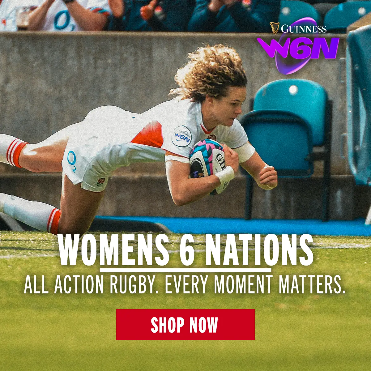 Ellie Kildunne dives for the line as she scores for the Red Roses against Scotland in the 2026 Women's 6 Nations.