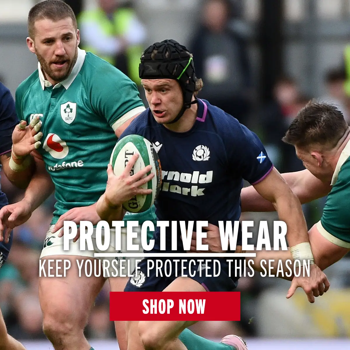 Darcy Graham carries the ball for Scotland in their 2026 6 Nations clash with Ireland at the Aviva Stadium.
