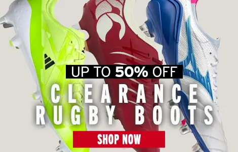 A combination of rugby boots from Adidas, Canterbury and Mizuno are on show.