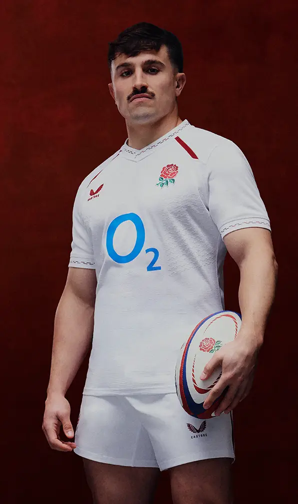 Cadan Murley in the new England 26/27 home kit from Castore.