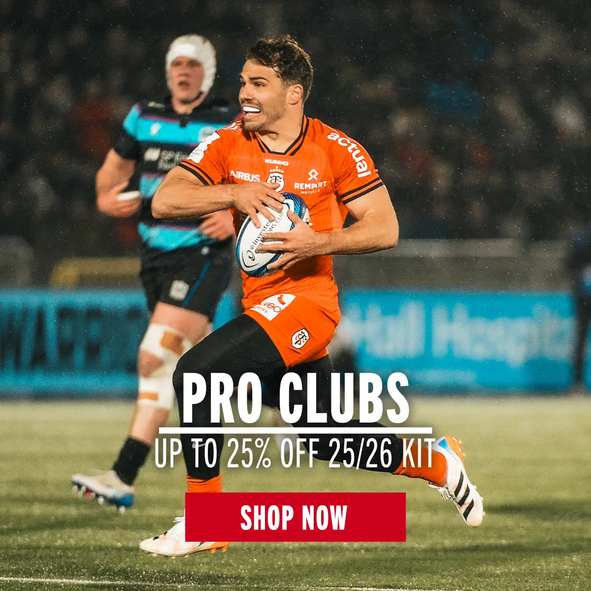 Stade Toulousain's Antione Dupont carries the ball in their Champions Cup Clash with the Glasgow Warriors at Scotstoun.