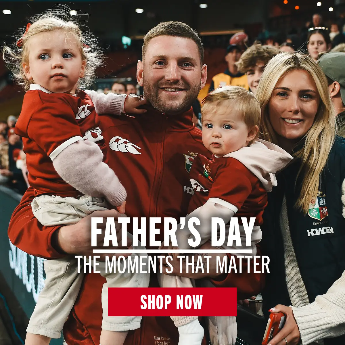 Father's Day at Rugbystore Finn Russell gets a photo with his family during the 2025 Lions Tour of Australia.
