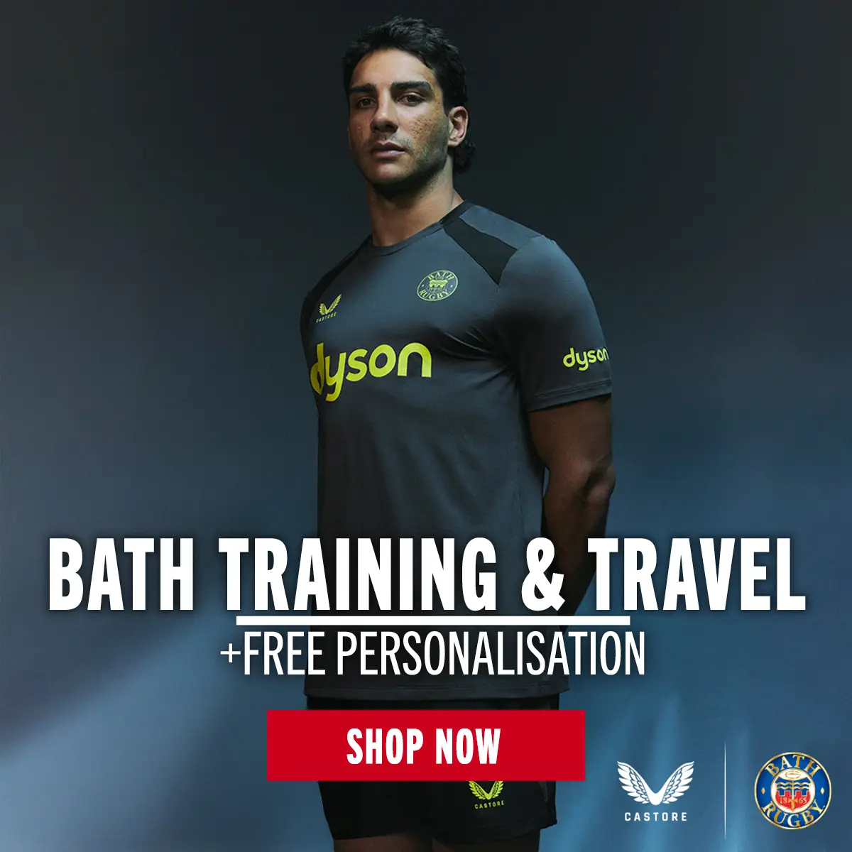 Bath 26/27 Training & Travel Santiago Carreras stands in the Bath training wear.