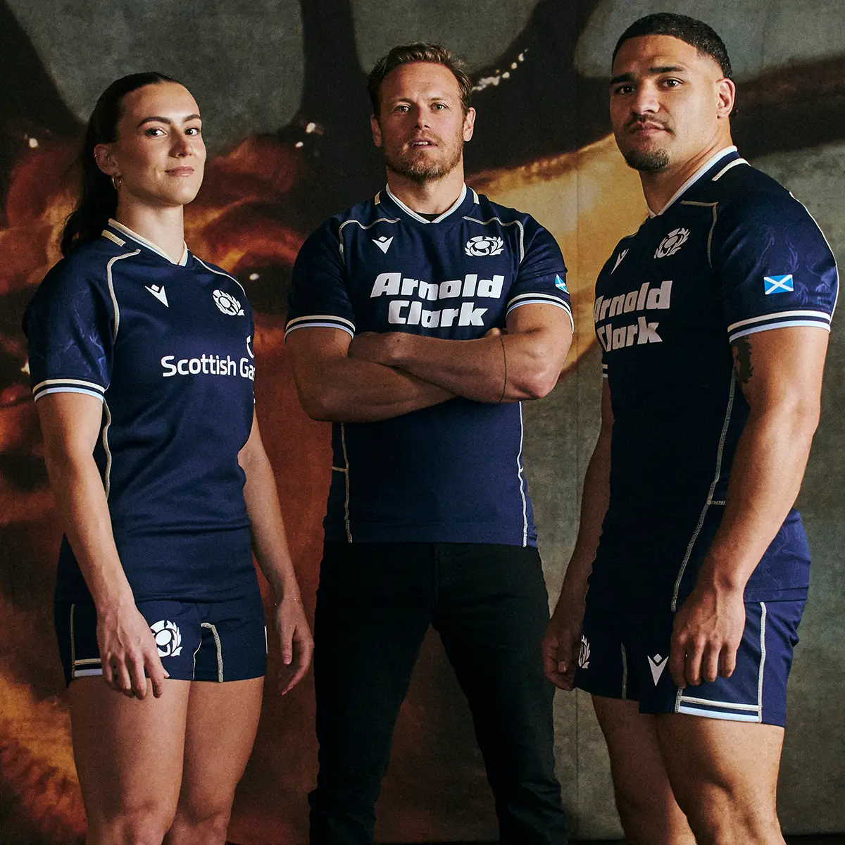 Scotland Home Reveal Three players from the Scotland Mens & Women's stand wearing the new Scotland home shirt for the 26/27.