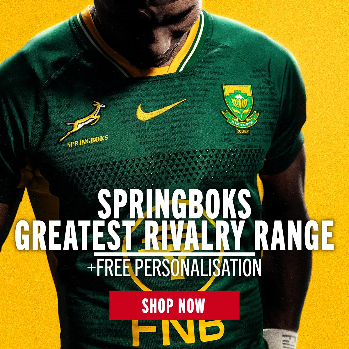 A Springboks player shows off the new shirt designed for the Greatest Rivalry Test series against the All Blacks.