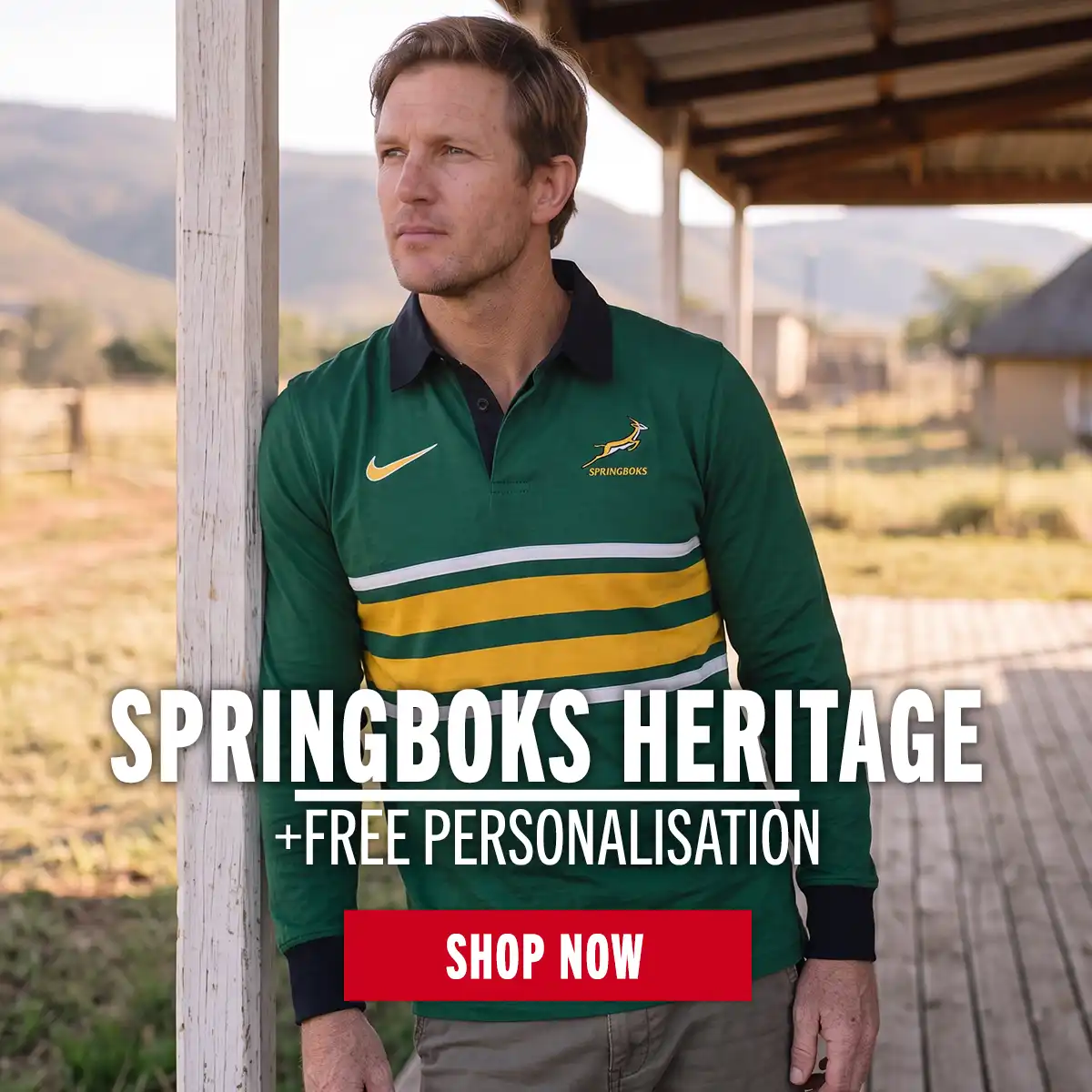A man poses in the new South Africa Heritage products.